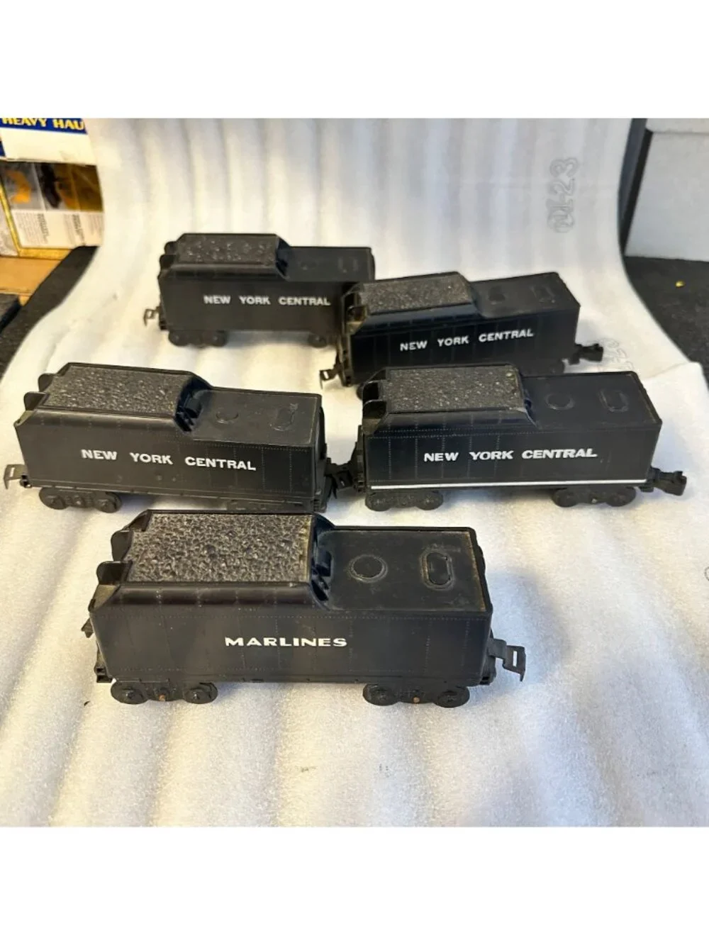Lot of five Vintage Marx Toy Plastic Tenders New York Central Marlines